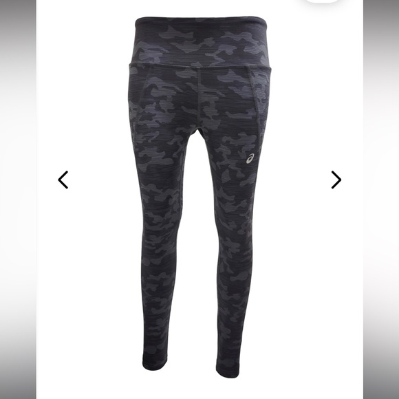 Asics Pants - Asics Women's Black Gray Camo High-Waist Leggings